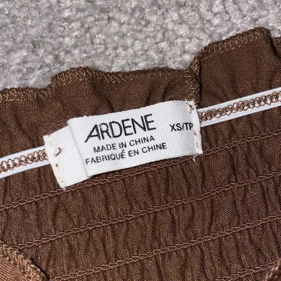 Ardene Ruched Ribbed Brown Tee - Picture 3 of 6